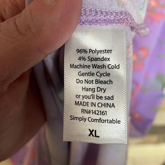 LuLaRoe size XL Lavender with Floral and Blue Jays Julia Soft Fitted Midi Dress - Picture 5 of 6